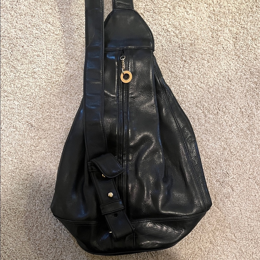 NWOT Perlina Vintage Black Leather Sling Bag